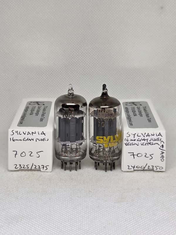 Sylvania 7025 Gray Plate Well Matched (5.2%) Pair NOS ECC83 12AX7 image 1