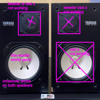YAMAHA NS10 NS-10 NS 10 STUDIO MONITORS [pair] only 1 woofer works for parts image 1