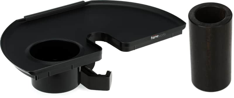 Gator Frameworks GFW-MICACCTRAY Microphone Stand Accessory Tray Bundle with Taylor Taylor Wood Guitar Slide - Medium Ebony image 1