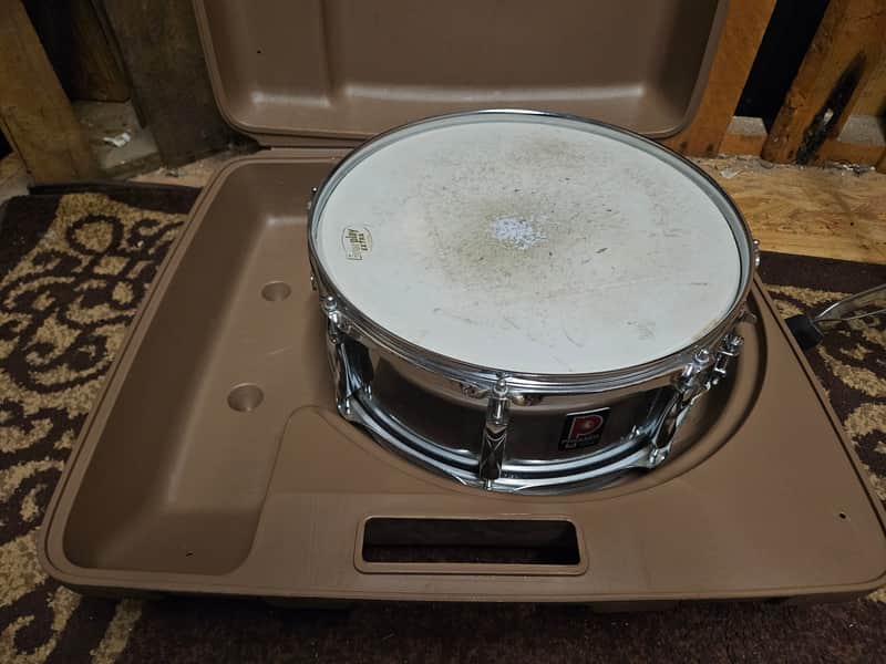 Premier Steel Snare Drum with Rare case 80s-90's - Chrome image 1