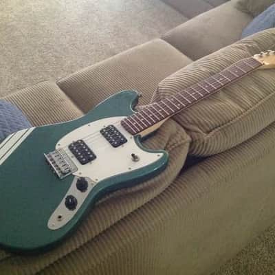 Mustang Partscaster w/ Olympic White Stripes in Dark Metallic Green image 4