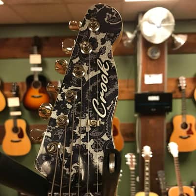Crook Baritone Telecaster Black Paisley Silver Sparkle Matching Headstock image 12