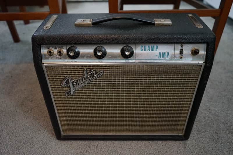 1968 Fender Champ-Amp AA764 "Drip Edge" Silverface Vintage Tube Amplifier – Original Transformer, Original Speaker, Original Fender Cover (From Corona) image 1