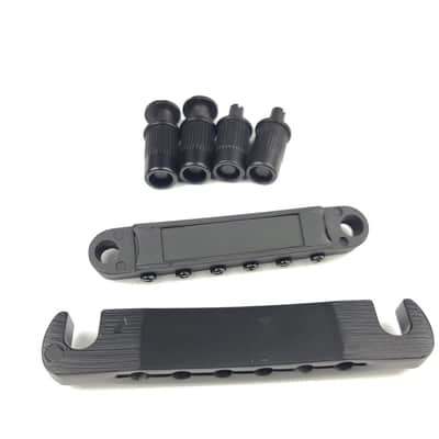 Wilkinson WOGT1 & WOGB2 Tune-O-Matic Bridge for LP Guitar (Bridge & Tailpiece) - Black (Fast Free US Shipping!) image 3