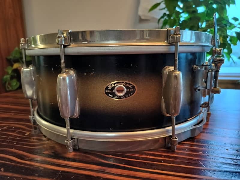 Slingerland No. 152 Student Model Radio King 5.5x14" 8-Lug Snare Drum with 3 pt Strainer mid 50's - Blue/Silver Duco Lacquer image 1