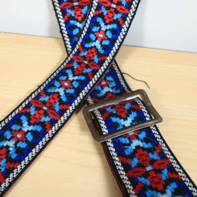 Vintage Ace Embroidered Guitar Strap Red White Blue Strap Clapton Hendrix image 9