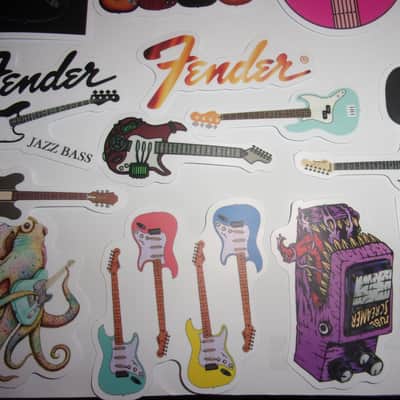 OOP Huge Lot of 52 mini Guitar Decals / Stickers Case Candy Strat Tele Jaguar P Jazz Bass scrap book image 8