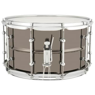 Ludwig LU0814C Universal Brass Snare Drum, Black Nickel with Chrome Hoops, 8"x 14" image 2