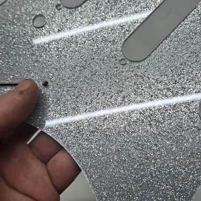 Platinum Silver Sparkle Glitter SSS pickguard + trem cover set Fits Fender Strat Stratocaster image 12