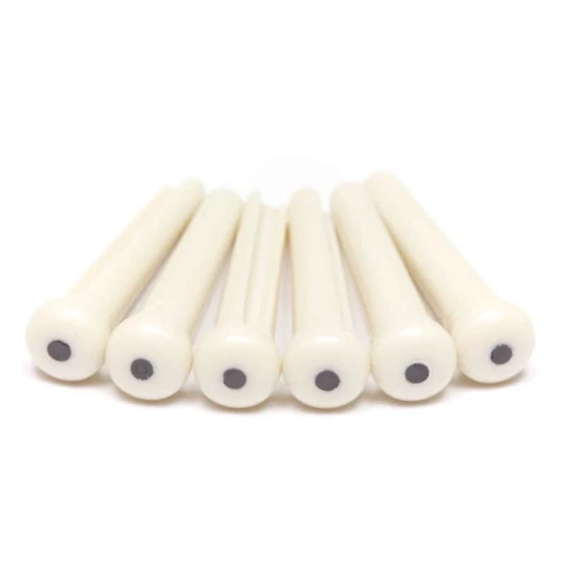 Graph Tech TUSQ Traditional Bridge Pins 2mm White/Black Dot 6pc PP-1122-00 image 1