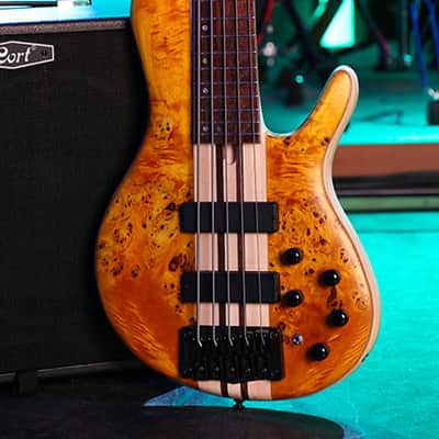 Cort A5 Plus SC 5 String Single Cutaway Bass Poplar Burl Top Bartolini Active image 6