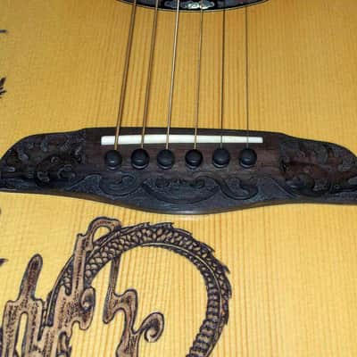 Blueberry Handmade Dreadnought Acoustic Guitar Dragon Motif Built to Order image 3