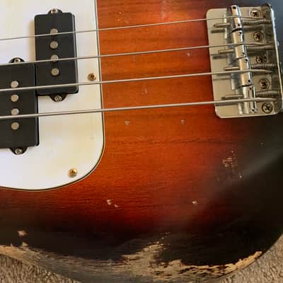 Electric Bass Guitar Custom Precision Maple neck Poplar body  2021 Tobacco sunburst 6.5 pounds image 14