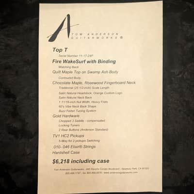 Tom Anderson Guitarworks Top T 2024 - Fire WakeSurf image 10