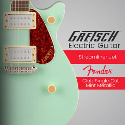 Gretsch Streamliner Jet Club Single-Cut 6-String Right-Handed Electric Guitar with Wraparound Tailpiece, Nato Body and Laurel Fingerboard (Mint Metallic) image 2