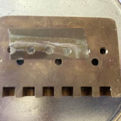 DiMarzio Pat. Pend. Brass Hardtail Stratocaster Bridge Vintage 1980s - Brass / Gold image 2