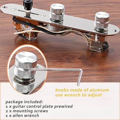 Prewired 4 Tone Guitar Control Plate Assembly, Loaded 3-way Blade Switch Push Pull Potentiometer Excellent CTS Pot Speed Knobs to Clarity Pickups, Chrome-09 image 4