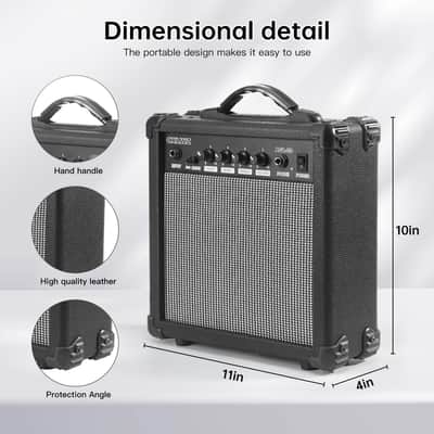 Electric Guitar Amp 20 Watt Amplifier Portable Amp with Headphone Input Gain Powe Including Professional Noise Reduction Cable (Black) image 2