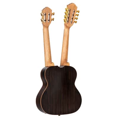 Ortega Custom Built Series Double Neck 4 & 8 String Tenor Acoustic-Electric Ukulele w/ Bag image 2