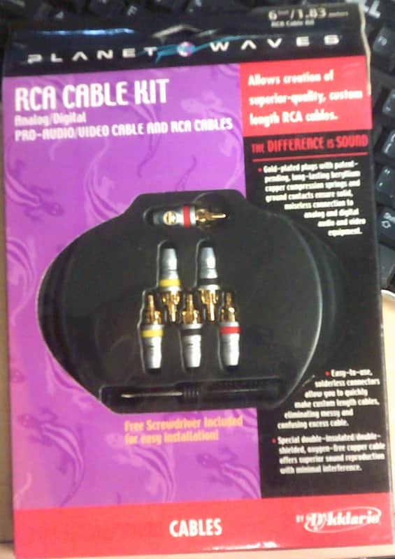 Planet Waves RCA Single Signal Cable Kit - 6 Connectors, 6 ft. Cable image 1