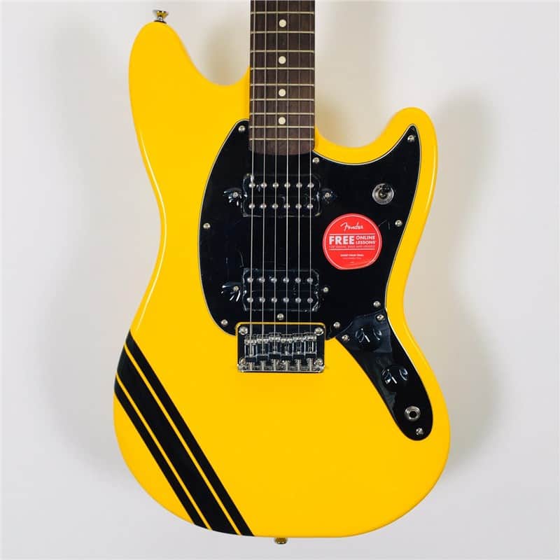 Squier FSR Bullet Competition Mustang HH Graffiti Yellow with | Reverb