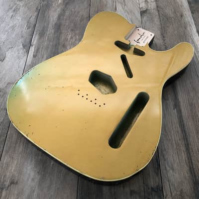FRANCHIN Mars guitar body Relic Aged Gold Metallic turned green and Black 100% Nitro Lacquer Cracks Single Binding SS Alder Telecaster-Tele-T-Style Made in Italy - Stock piece #23020626 image 3