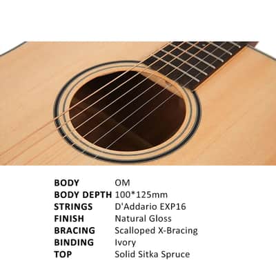 Parkwood S62 OM Body Acoustic Guitar - Natural image 2