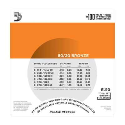 D'Addario A-Guit.Strings EJ10 10-47 80/20 Bronze - Acustic Guitar Strings image 3