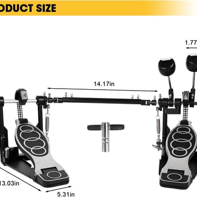 Double Bass Pedal, Double Chain Double Bass Drum Pedals, Double Kick Drum Pedal with Patch Suit for Kick Drum image 2