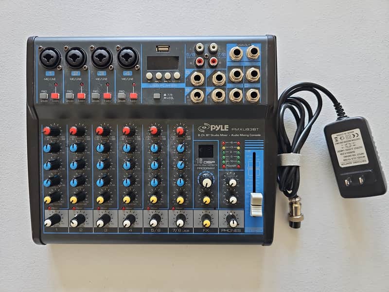 Pyle Bluetooth 8 Ch. Studio / DJ Controller Audio Mixer Console System PMXU83BT image 1