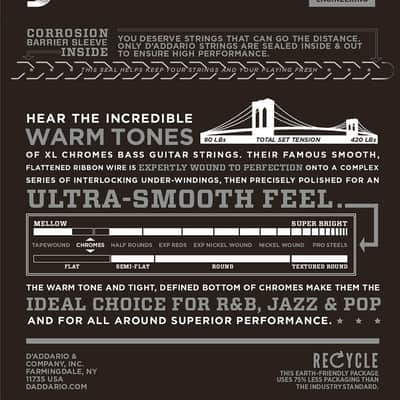 ECB81-5 Chromes Bass Light 45-132 Long Scale D'Addario image 2