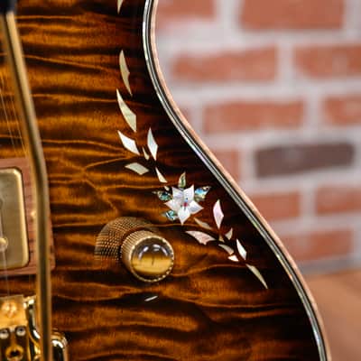 PRS Private Stock #1299 10th Anniversary Single Cut Trem Quilted Maple Top Tiger Eye Burst with Brazilian Rosewood 2007 w/OHSC image 15