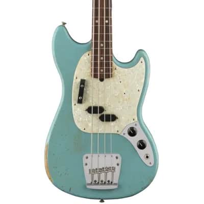 Fender Justin Meldal-Johnsen Road Worn Signature Mustang Bass 2018 - Present - Faded Daphne Blue image 1