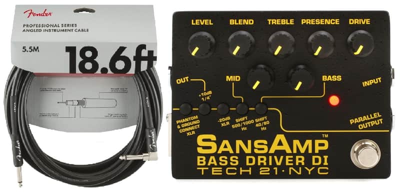 Tech 21 NYC SansAmp Bass Driver DI V2 Pre-amp Stomp Box Direct Box Analog ( FENDER 18FT CABLE ) image 1