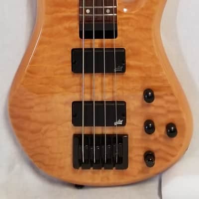 Zon Sonus Standard 4 Maple With Quilt Maple Top Electric Bass Gloss Trans Finish, Black Hardware image 5
