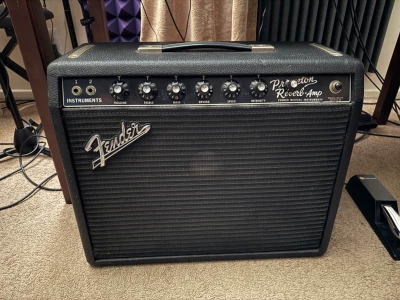 Vintage 1966 Fender Princeton Reverb 12-Watt 1x10" Black Panel Guitar Combo Amp excellent condition image 1