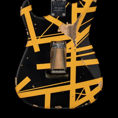 EVH Limited Edition Striped Series Frankie Aged - Black and Yellow #01164 image 2