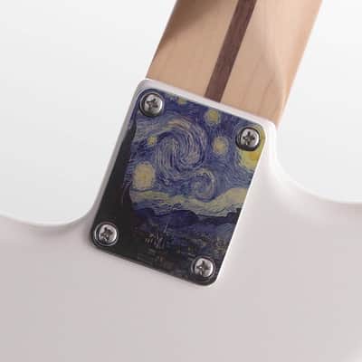 Custom Starry Night Guitar Graphic Color Image Neck Plate Fits Strat / Tele / Bass- USA MADE! image 1