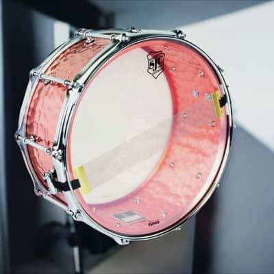 SJC Drums Alpha Copper Snare â€“ 6.5"x14" - Hammered Copper Shell image 2