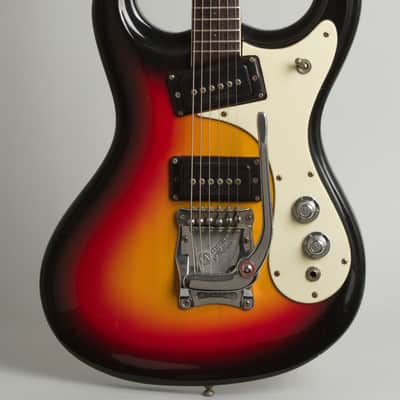 Mosrite Ventures Mark I Solid Body Electric Guitar (1966), ser. #4738, original brown leather covered hard shell case. image 3