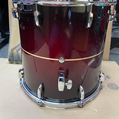 Pearl Masters Maple Complete 16"x16" Floor Tom W/ Super Hoop - Red Burst Stripe SN: 211144 image 7