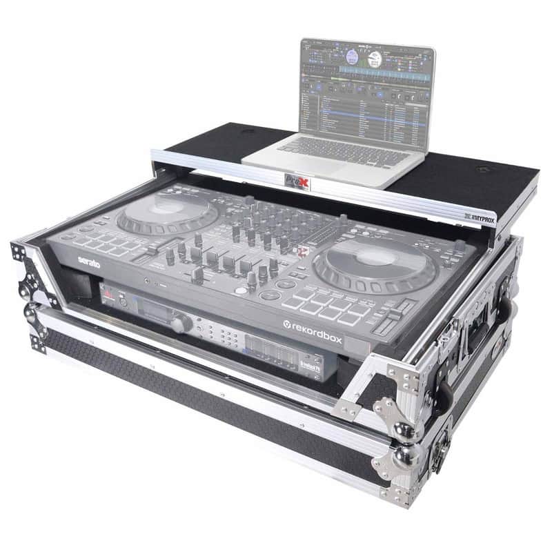 ProX XS-DDJFLX10WLTBL Silver Case for DDJ-FLX10 or DDJ-GRV6 Controller w Shelf and Wheels image 1