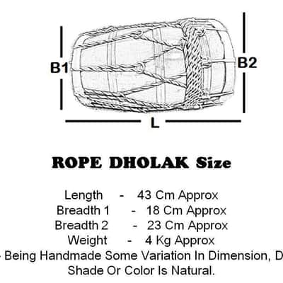 Handmade Dholak Musical Rope Mango Wood Indian Traditional Musical Instrument With Cover image 7