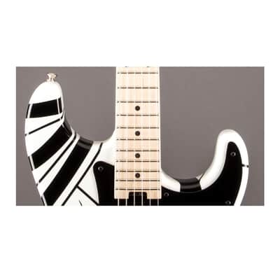 EVH Striped Series Stratocaster Electric Guitar - White with Black Stripes image 5