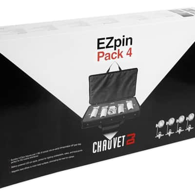 Chauvet DJ Ezpin Pack 4 EZpin Pin Spot Light Fixtures+Remote+Case+(4) O Clamps image 11
