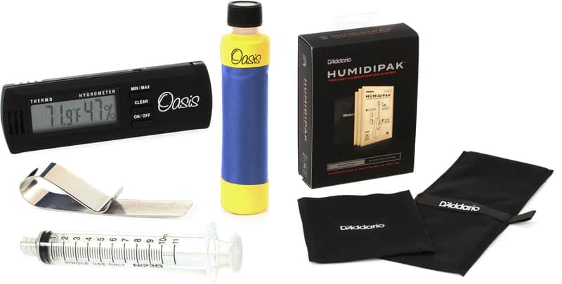Oasis OH-3 Humidifier and Hygrometer Combo Pack Bundle with D'Addario Humidipak Maintain Automatic Humidity Control System image 1