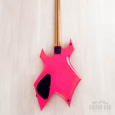 1988 BC Rich Warlock Bass NJ Series II Vintage Double P Fluorescent Pink, Japan image 3