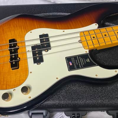 NEW! Fender 75th Anniversary American Professional PJ Bass - 2-Color Sunburst - Flame Top - 9.1 lbs - Authorized Dealer - G06681 image 5