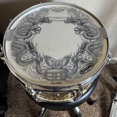 USED Crush 7x13 Hammered Chrome & Brass Snare Drum image 2