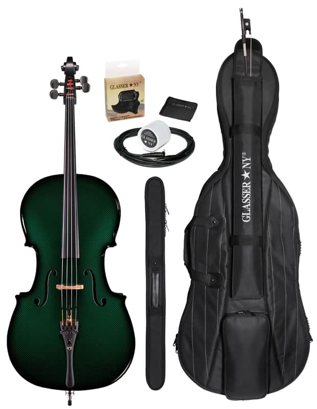 Glasser Carbon Composite Acoustic Electric 4-String Cello Outfit 4/4 size 2020s Green image 1